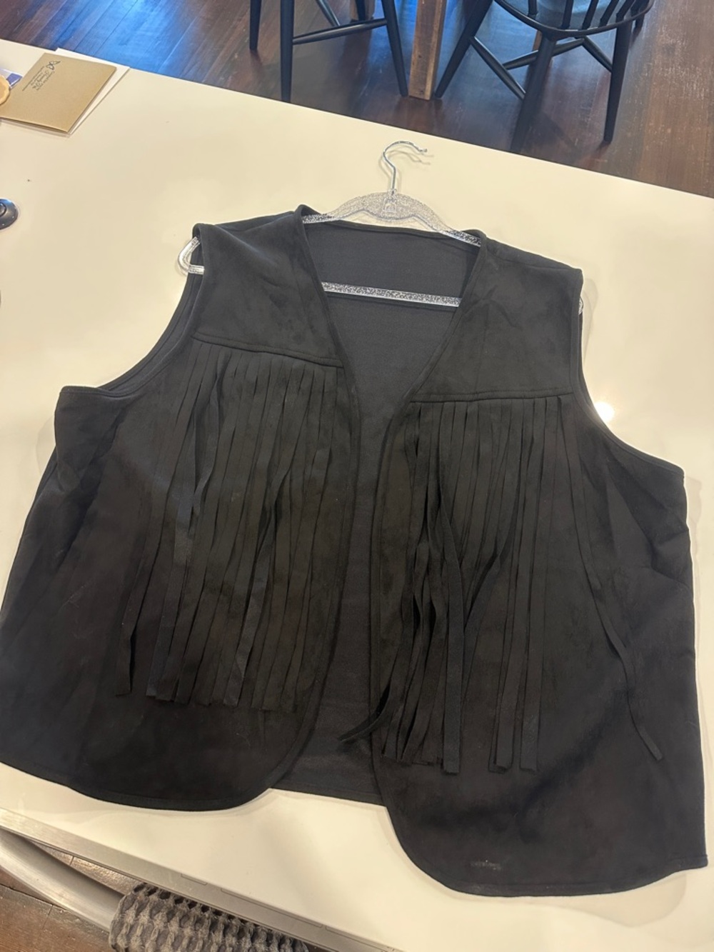 Black Suede Fringe Vest